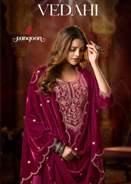 Vedahi By Rangoon Velvet Kurti With Bottom Dupatta Wholesale Shop In Surat
